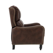 Cedric Modern Genuine Leather Nailhead Trim Pushback Recliner with Adjustable Footrest