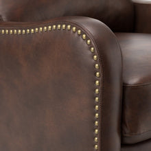 Cedric Modern Genuine Leather Nailhead Trim Pushback Recliner with Adjustable Footrest