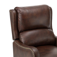 Cedric Modern Genuine Leather Nailhead Trim Pushback Recliner with Adjustable Footrest