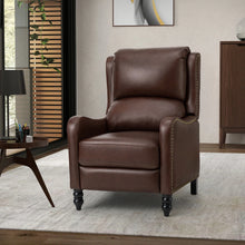 Cedric Modern Genuine Leather Nailhead Trim Pushback Recliner with Adjustable Footrest