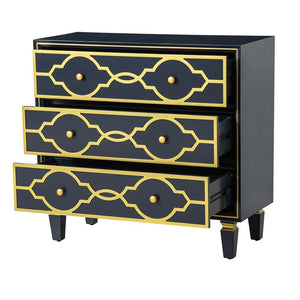 Charissa 3 Drawers Multifunctional Wood Accent Chest with Quatrefoil Pattern
