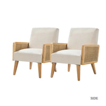 Carmina Modern Bohemian Cane upholstered Accent Armchair with Tapered Legs Set of 2