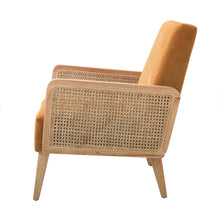 Carmina Modern Bohemian Cane upholstered Accent Armchair with Tapered Legs Set of 2