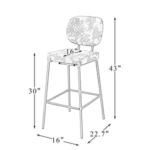 Duardo Modern Bar Stool with Metal Legs Set of 2