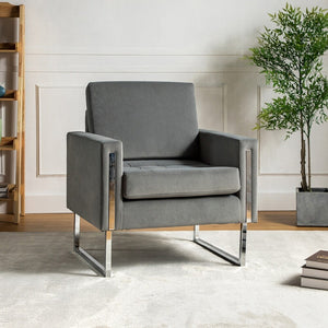 Elastus Modern Comfy Velvet Club Chair with Chic Metal Legs