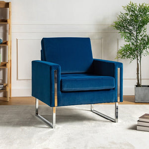 Elastus Modern Comfy Velvet Club Chair with Chic Metal Legs