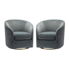 Eleuterio Modern Upholstered Swivel Accent Barrel Chair with Metal Base Set of 2