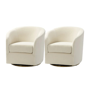 Eleuterio Modern Upholstered Swivel Accent Barrel Chair with Metal Base Set of 2