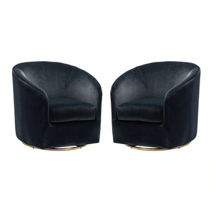 Eleuterio Modern Upholstered Swivel Accent Barrel Chair with Metal Base Set of 2