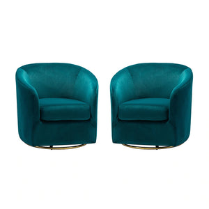 Eleuterio Modern Upholstered Swivel Accent Barrel Chair with Metal Base Set of 2