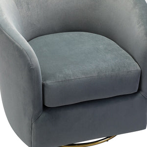 Eleuterio Modern Velvet Curved Swivel Accent Barrel Chair with Metal Base