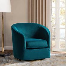 Eleuterio Modern Velvet Curved Swivel Accent Barrel Chair with Metal Base