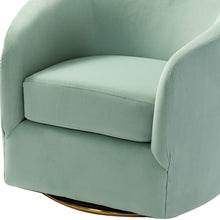 Eleuterio Modern Velvet Curved Swivel Accent Barrel Chair with Metal Base