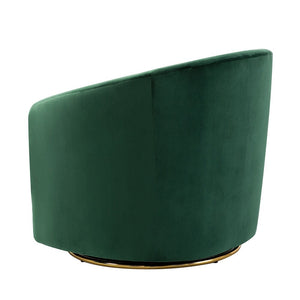 Eleuterio Modern Velvet Curved Swivel Accent Barrel Chair with Metal Base