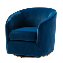 Eleuterio Modern Velvet Curved Swivel Accent Barrel Chair with Metal Base