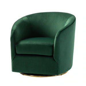 Eleuterio Modern Velvet Curved Swivel Accent Barrel Chair with Metal Base