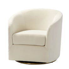 Eleuterio Modern Velvet Curved Swivel Accent Barrel Chair with Metal Base