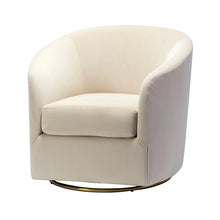 Eleuterio Modern Velvet Curved Swivel Accent Barrel Chair with Metal Base