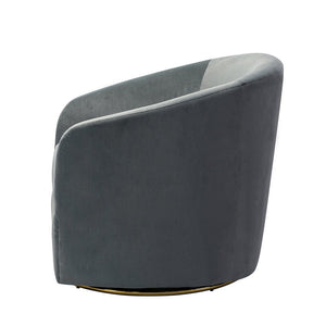 Eleuterio Modern Velvet Curved Swivel Accent Barrel Chair with Metal Base