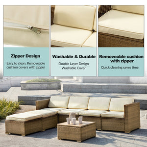 Estado Modern Rattan 6-Person Outdoor Conversation Sets with Cushions