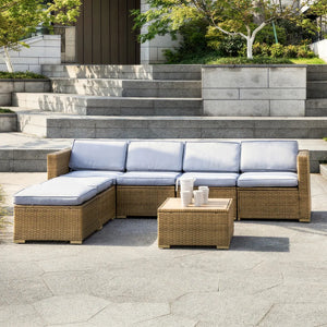 Estado Modern Rattan 6-Person Outdoor Conversation Sets with Cushions