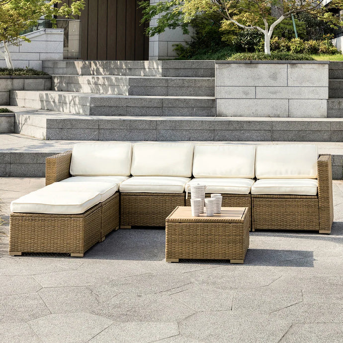 Estado Modern Rattan 6-Person Outdoor Conversation Sets with Cushions