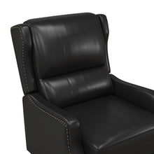 Florens 30.2" Wide Mid-Century Modern Genuine Leather Recliner with Solid Wood Legs