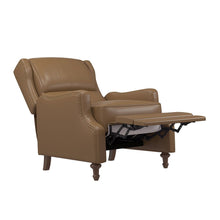 Florens 30.2" Wide Mid-Century Modern Genuine Leather Recliner with Solid Wood Legs