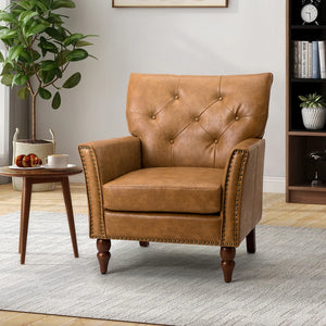 Gabriel Mid-Century Modern Upholstered Armchair with Solid Wood Legs