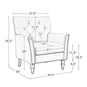 Gabriel Mid-Century Modern Upholstered Armchair with Solid Wood Legs