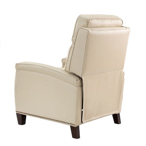 Gaspar Mid-Century Modern Genuine Leather Pushback Recliner with Wood legs Set of 2