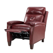 Gaspar Mid-Century Modern Genuine Leather Pushback Recliner with Wood legs Set of 2