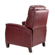 Gaspar Mid-Century Modern Genuine Leather Pushback Recliner with Wood legs Set of 2