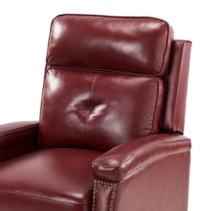 Gaspar Mid-Century Modern Genuine Leather Pushback Recliner with Wood legs Set of 2