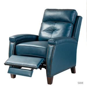 Gaspar Mid-Century Modern Genuine Leather Pushback Recliner with Wood legs Set of 2