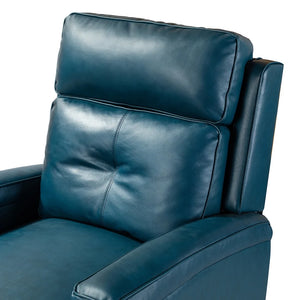 Gaspar Mid-Century Modern Genuine Leather Pushback Recliner with Wood legs Set of 2