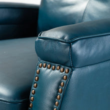 Gaspar Mid-Century Modern Genuine Leather Pushback Recliner with Wood legs Set of 2