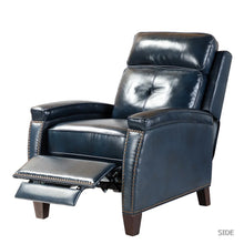 Gaspar Mid-Century Modern Genuine Leather Pushback Recliner with Wood legs Set of 2