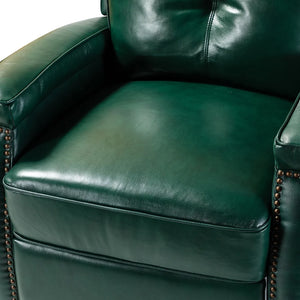 Gaspar Mid-Century Modern Genuine Leather Pushback Recliner with Wood legs Set of 2