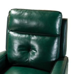 Gaspar Mid-Century Modern Genuine Leather Pushback Recliner with Wood legs Set of 2