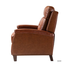 Gaspar Mid-Century Modern Genuine Leather Pushback Recliner with Wood legs Set of 2