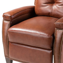 Gaspar Mid-Century Modern Genuine Leather Pushback Recliner with Wood legs Set of 2