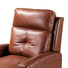 Gaspar Mid-Century Modern Genuine Leather Pushback Recliner with Wood legs Set of 2