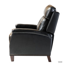 Gaspar Mid-Century Modern Genuine Leather Pushback Recliner with Wood legs Set of 2