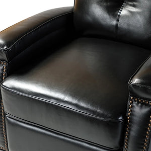 Gaspar Mid-Century Modern Genuine Leather Pushback Recliner with Wood legs Set of 2