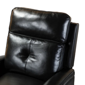 Gaspar Mid-Century Modern Genuine Leather Pushback Recliner with Wood legs Set of 2