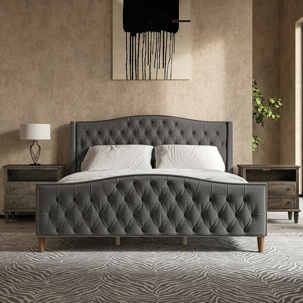 Bourgeois upholstered on sale wingback headboard