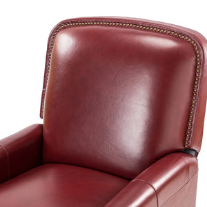 Gladis Modern Retro Genuine Leather Recliner with Nailhead Trim