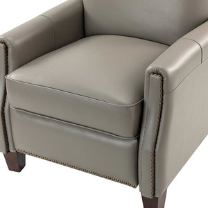 Gladis Modern Retro Genuine Leather Recliner with Nailhead Trim