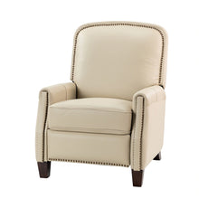 Gladis Modern Retro Genuine Leather Recliner with Nailhead Trim